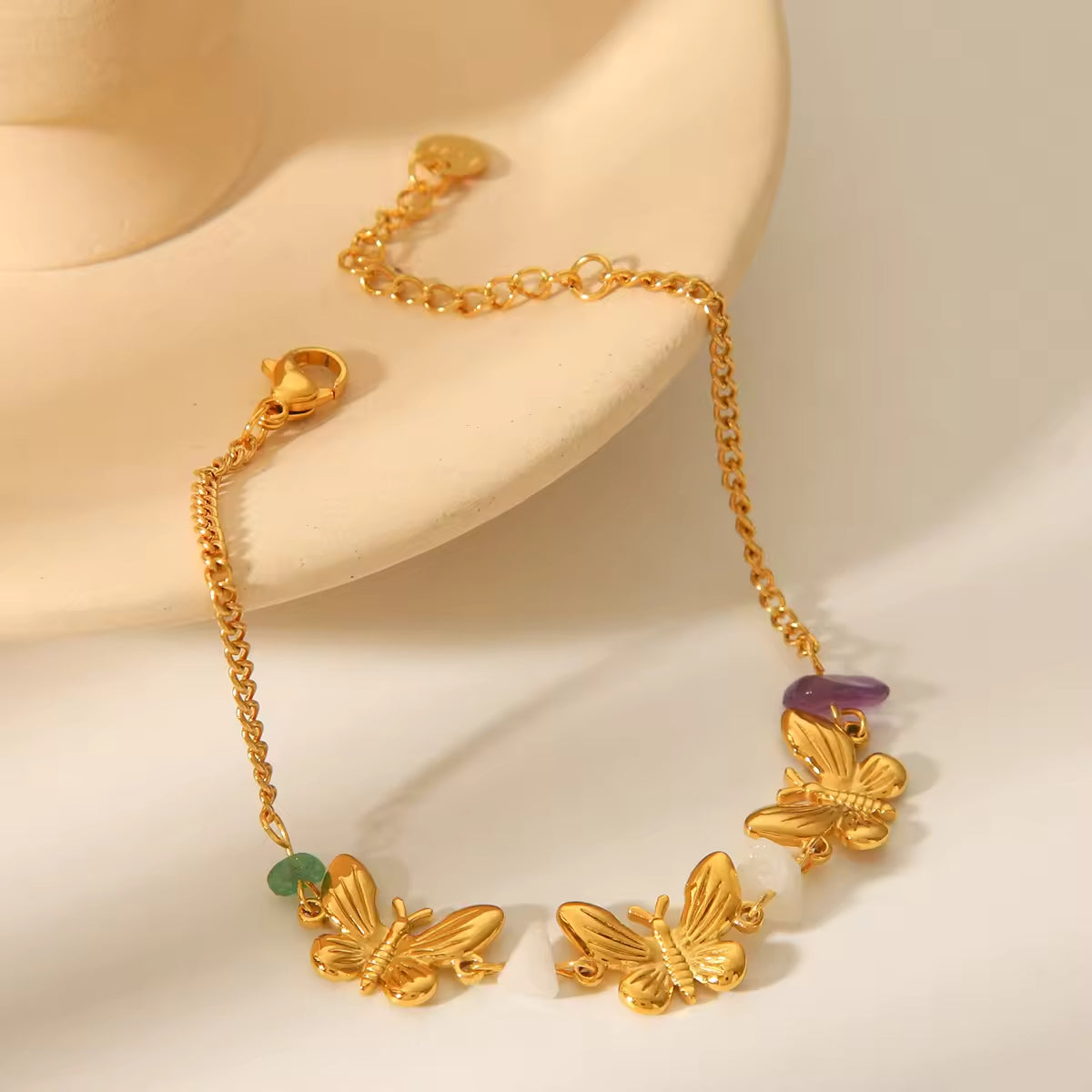 Natural Stone Butterfly Bracelet