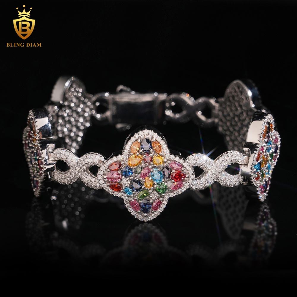 Colorful Clover Moissanite Bracelet