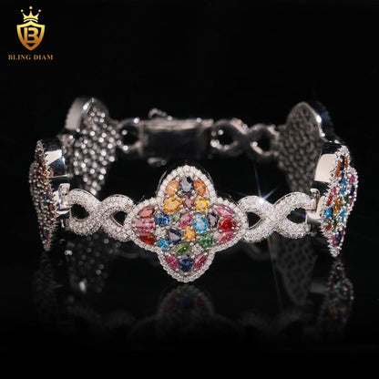 Colorful Clover Moissanite Bracelet