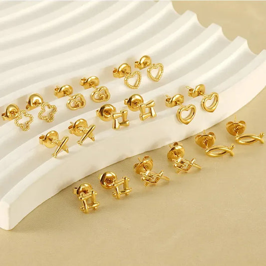 Irregular Shape Heart Stud Earrings
