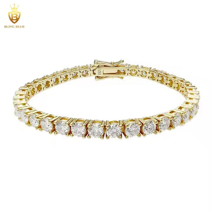 Signature Tennis Bracelet - 4mm VVS Moissanite, Gold Plated & 925 Sterling Silver