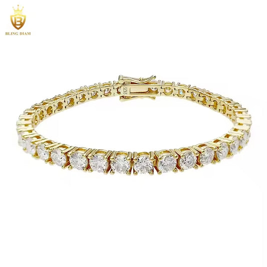 Signature Tennis Bracelet - 4mm VVS Moissanite, Gold Plated & 925 Sterling Silver