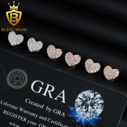 Pavé Moissanite Heart Stud Earrings