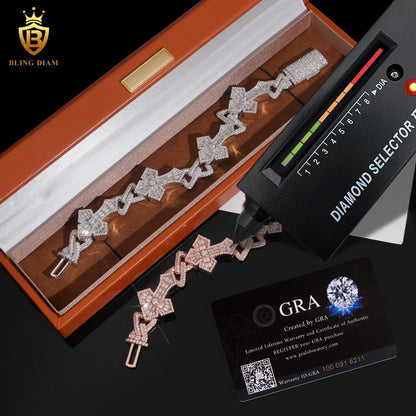Baguette Cross and Infinity Moissanite Cuban Bracelet