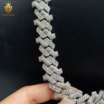 13MM 925 Silver Moissanite Cuban Link Chain