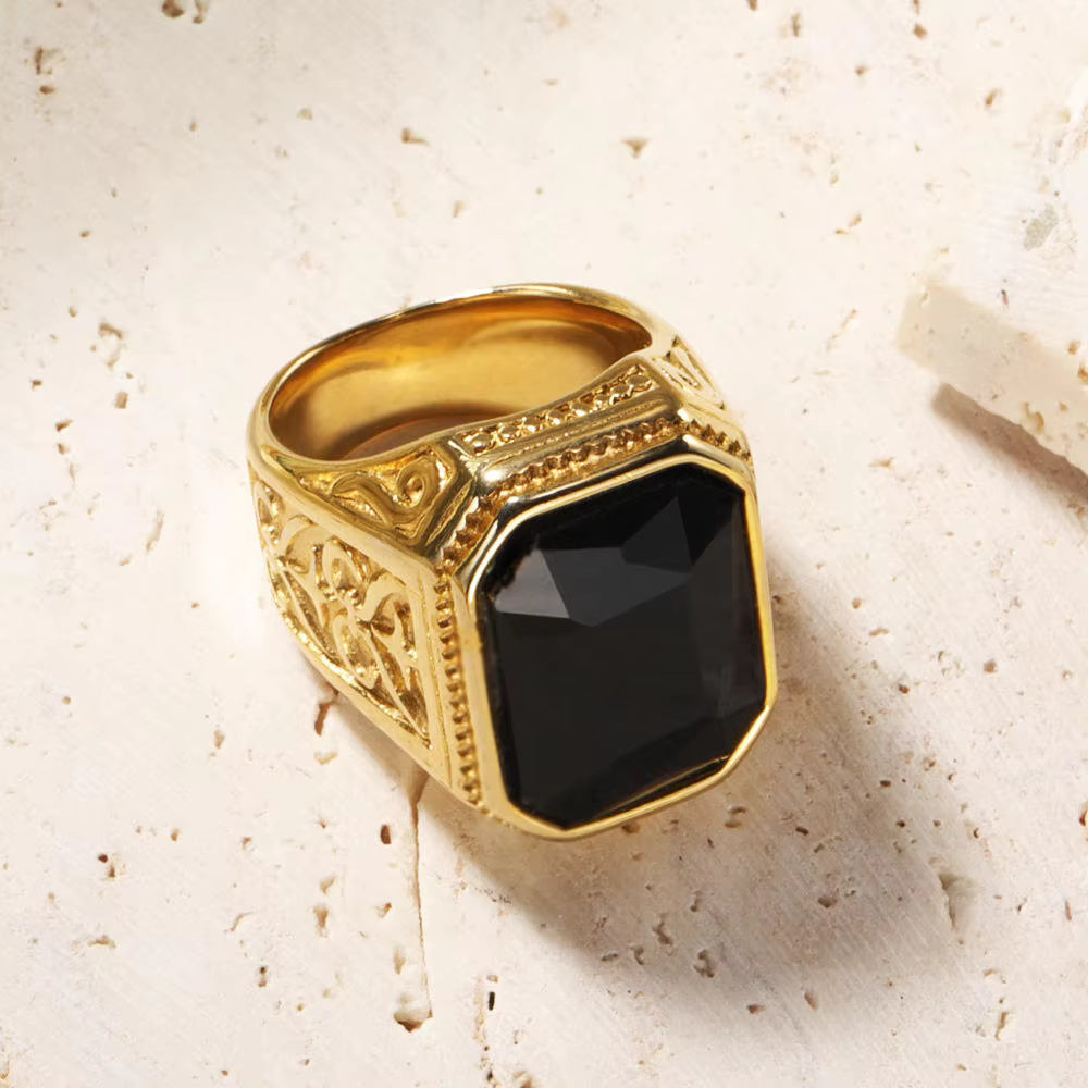 Square Band Shiny Gemstone rings