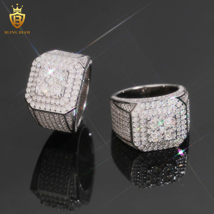 Iced-out moissanite ring