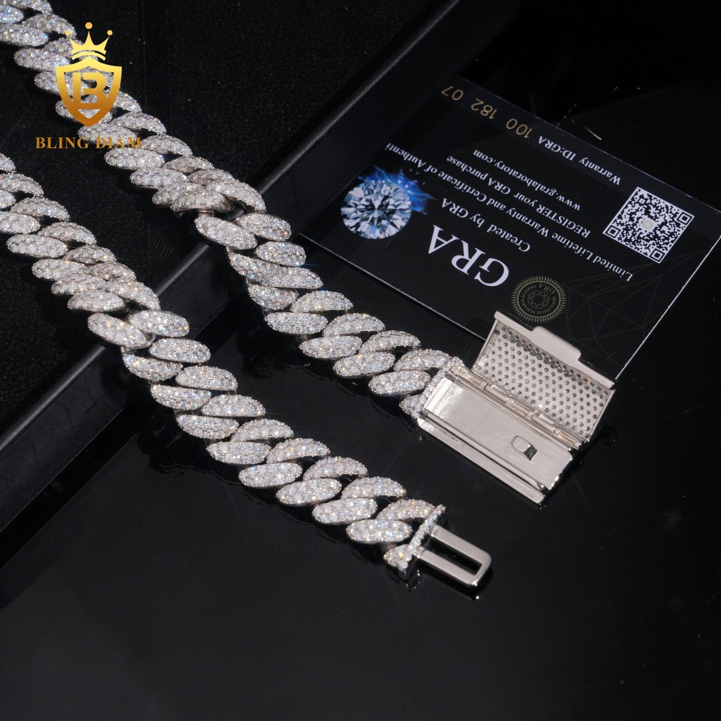 18mm Moissanite 925 Sterling Silver Cuban Link Chain