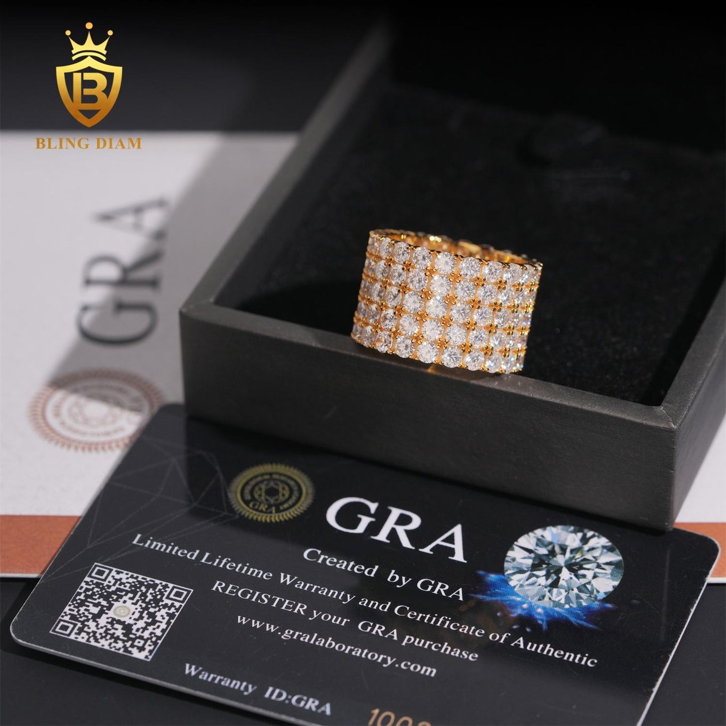 5 Row Iced Out Moissanite Ring