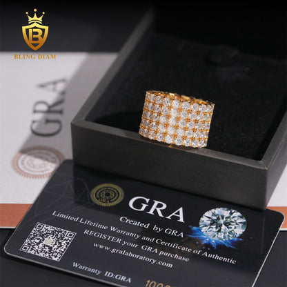 5 Row Iced Out Moissanite Ring