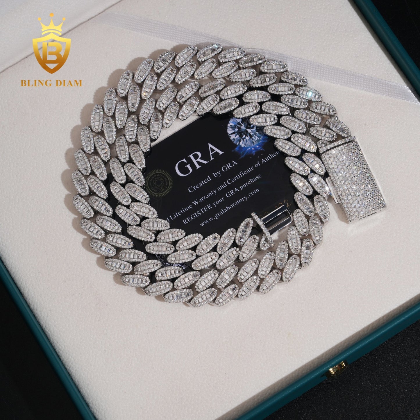 15mm S925 VVS1 Moissanite Cuban Chain