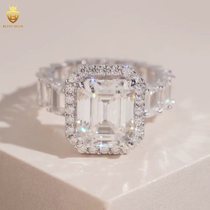 Emerald-cut moissanite ring