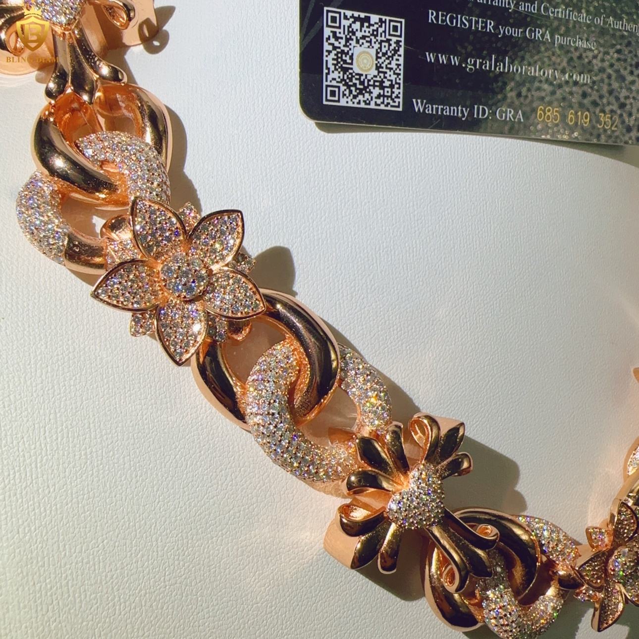 20mm D Color VVS Moissanite Chain