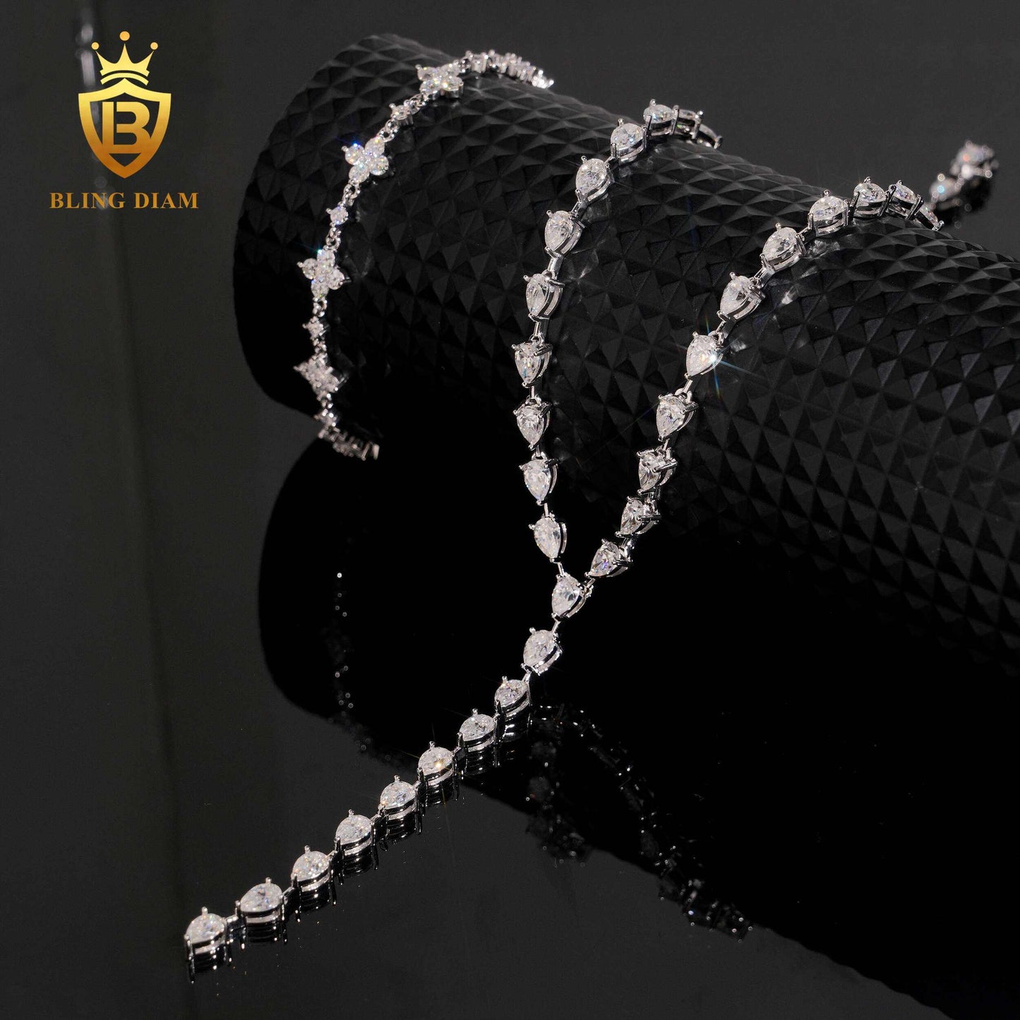 6mm sterling silver VVS Pear Cut Moissanite Tennis Chain