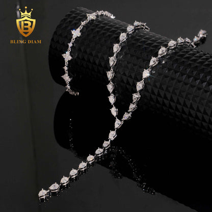 6mm sterling silver VVS Pear Cut Moissanite Tennis Chain