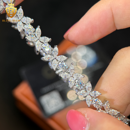 Marquise Cut Four-Leaf Clover Moissanite Bracelet