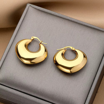 Twist Rope Round Chunky Hoop Gold Earring