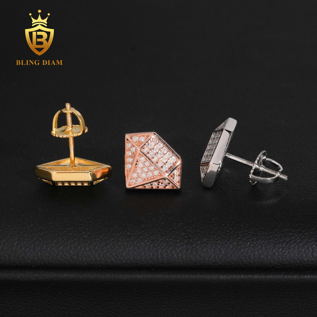 VVS Diamond-Shaped Moissanite Stud Earrings