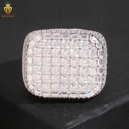 Rectangle square iced-out ring