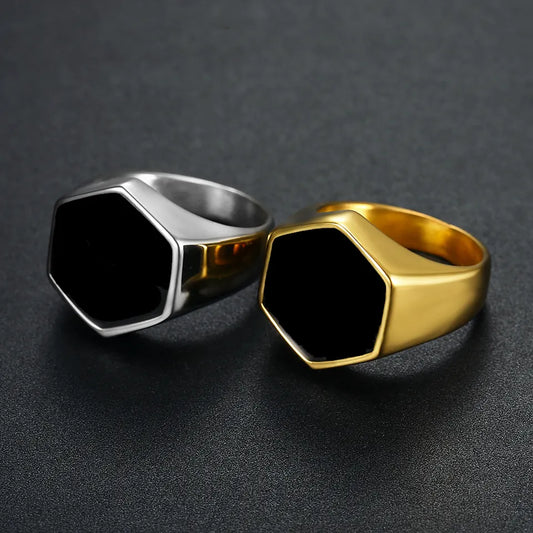 Smooth Black Signet Rings