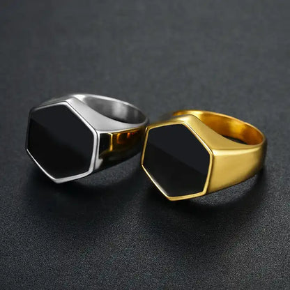 Onyx Hexagon Ring