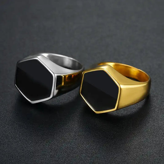 Onyx Hexagon Ring