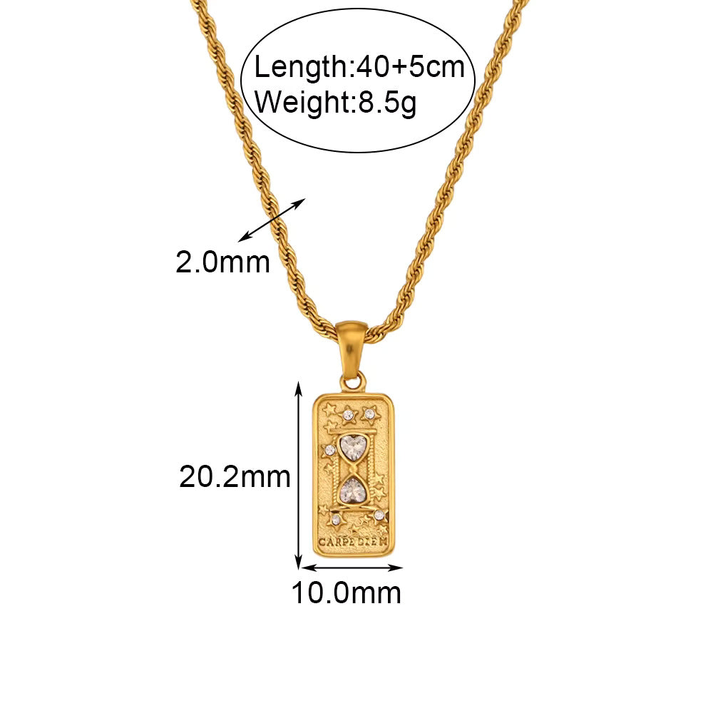 Zircon Tarot Card Pendant Necklace