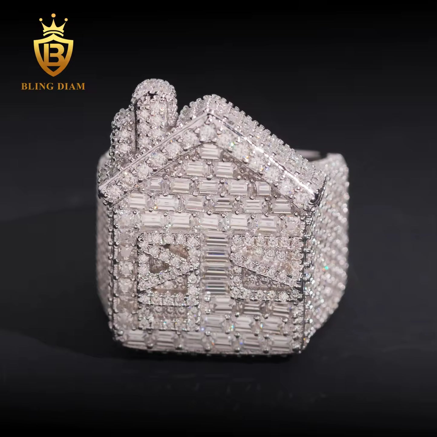 Iced Out Cuban House Ring
