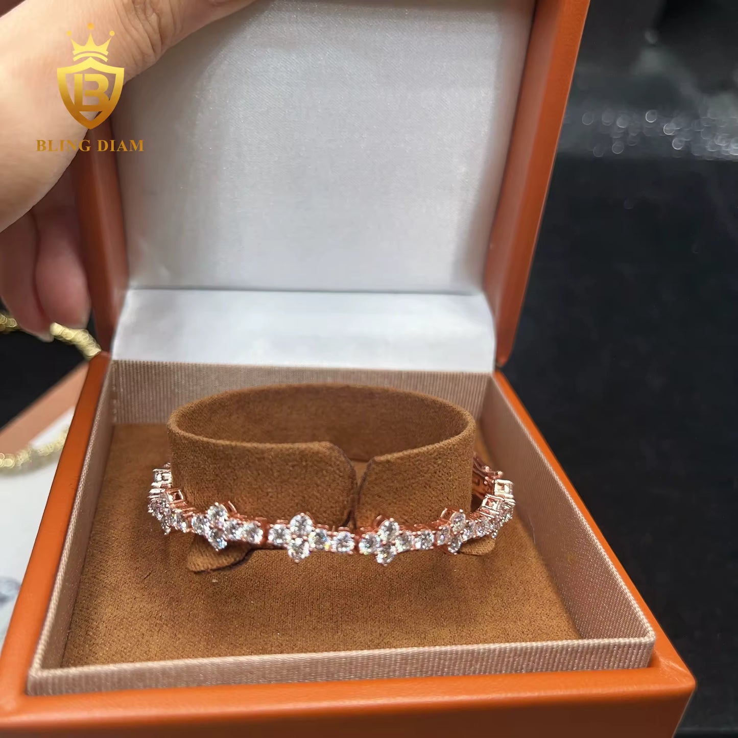 Round Brilliant Cut Cross Moissanite Tennis Bracelet