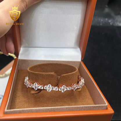 Round Brilliant Cut Cross Moissanite Tennis Bracelet
