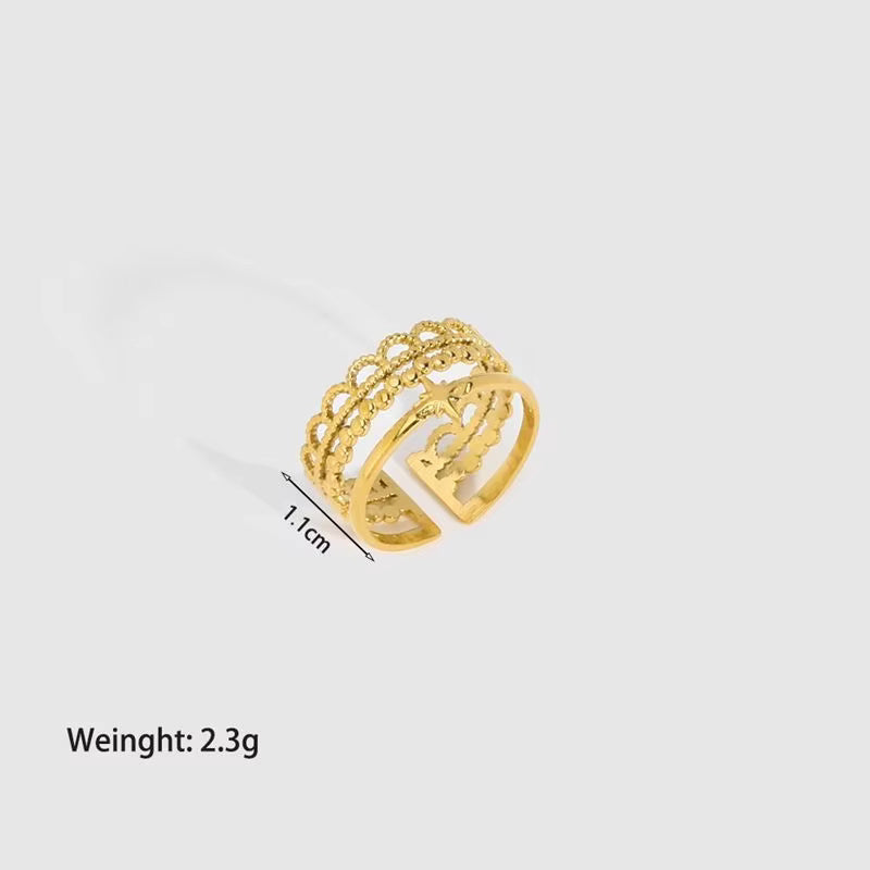 Open Heart Star Hollow Rings