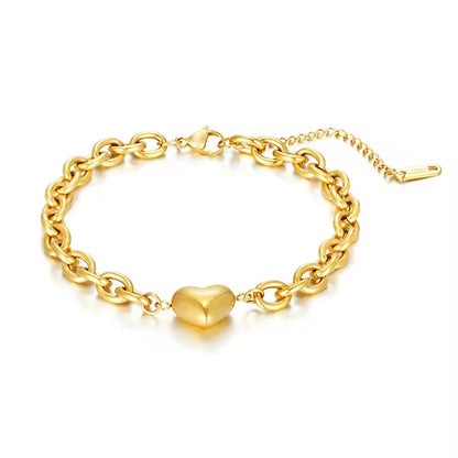 Heart Charm Link Chain Bracelet