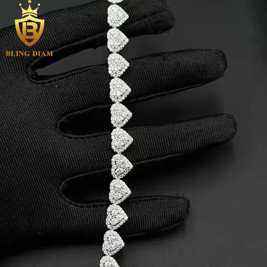 Heart Tennis Bracelet - 8mm VVS Moissanite, 925 Sterling Silver