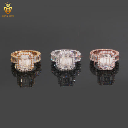 Emerald-cut moissanite ring