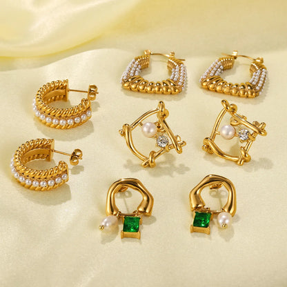 Pearl and Zircon Irregular Earrings