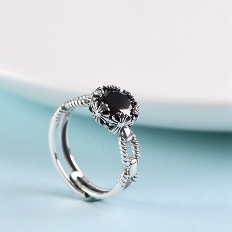 Inlaid Zircon adjustable ring