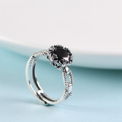 Inlaid Zircon adjustable ring