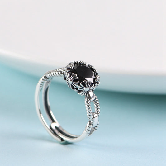 Inlaid Zircon adjustable ring