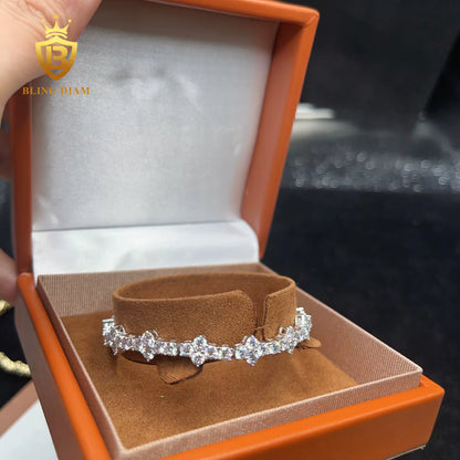 Round Brilliant Cut Cross Moissanite Tennis Bracelet