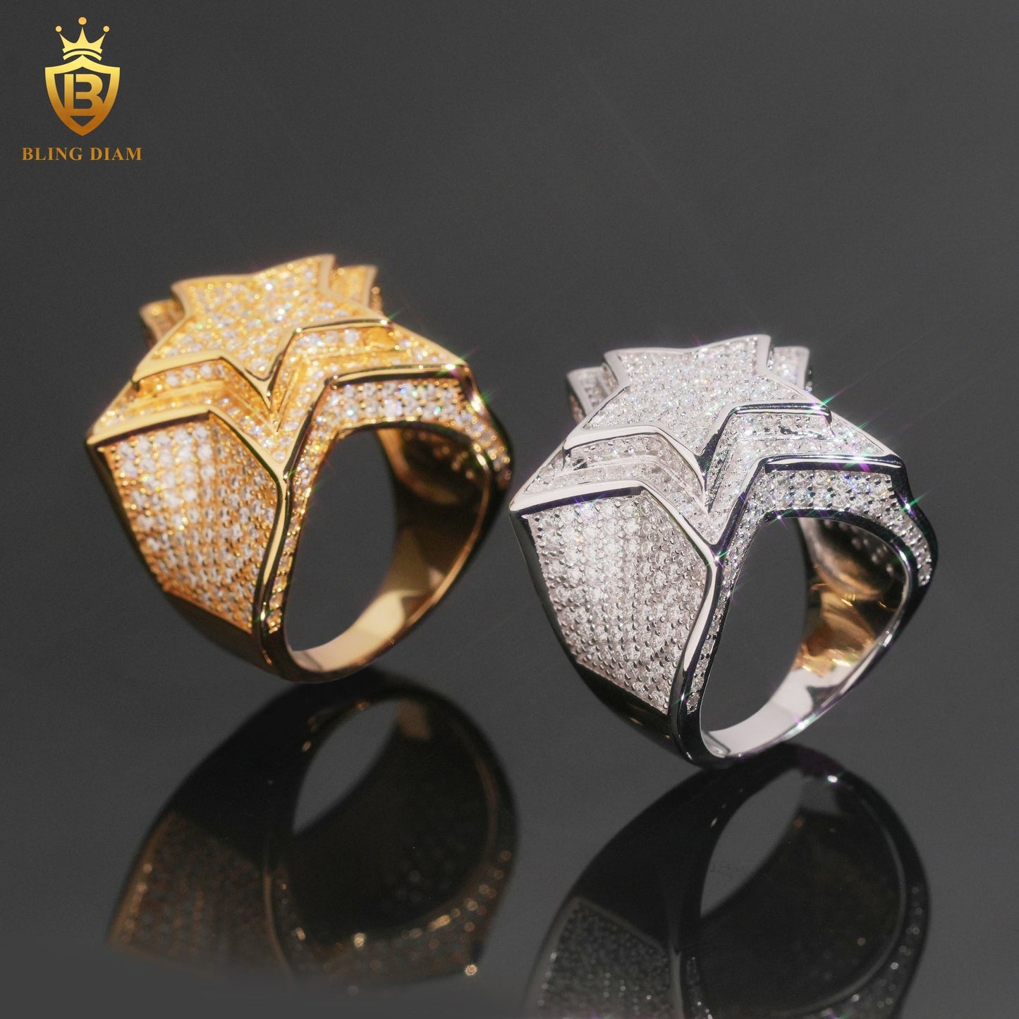 Star-design iced-out ring
