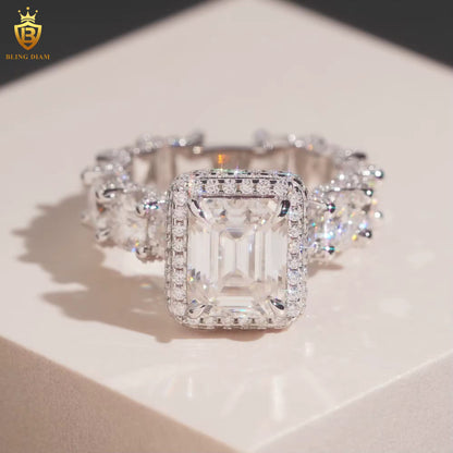 Emerald-cut moissanite ring