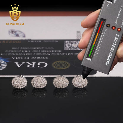 Oval Iced-Out Moissanite Stud Earrings