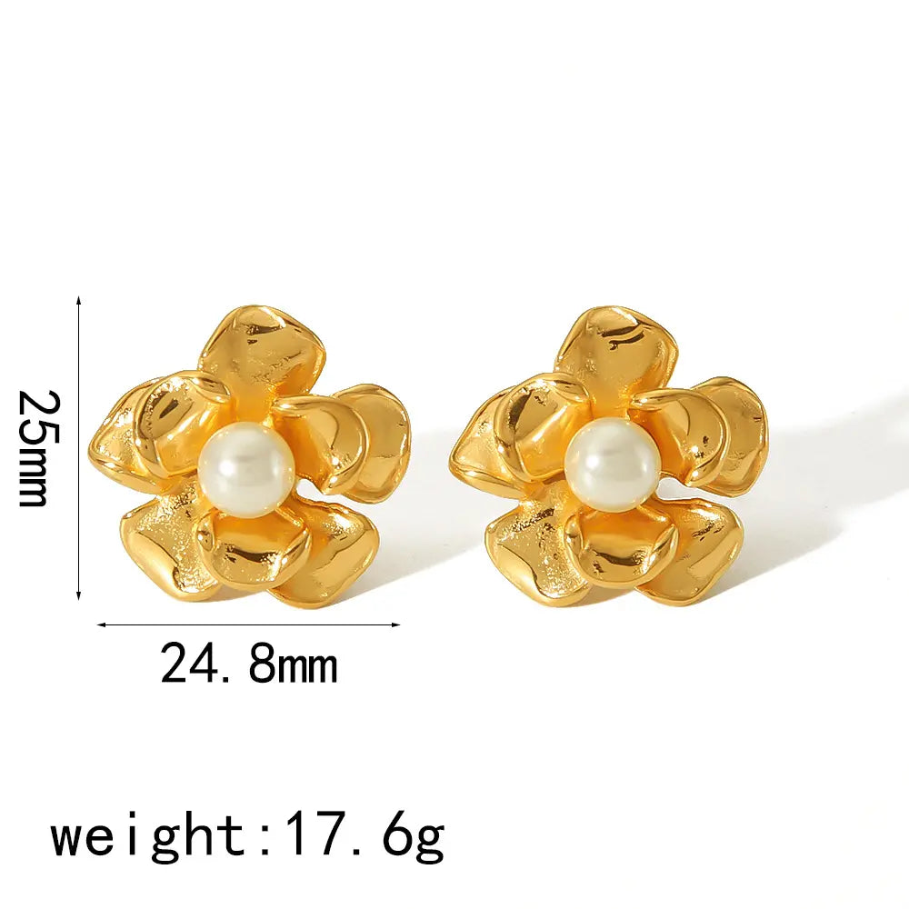 Pearl Flower Stud Earrings