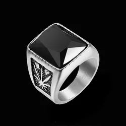 Hiphop weed stone ring