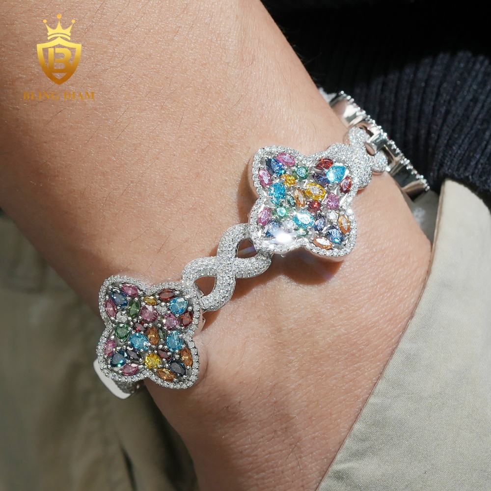 Colorful Clover Moissanite Bracelet