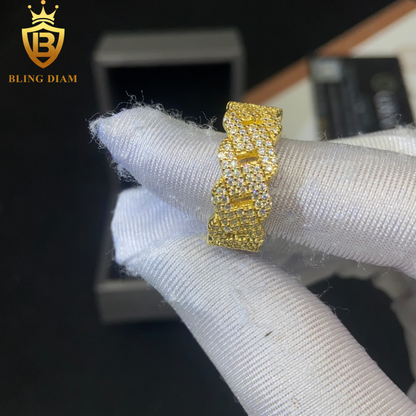 Weave-design iced-out ring