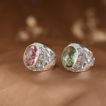 Oval Zircon Adjustable Ring