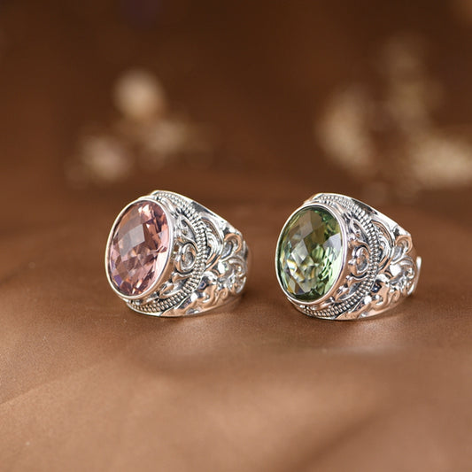 Oval Zircon Adjustable Ring