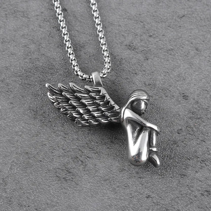 peaceful sad angel wings Necklace