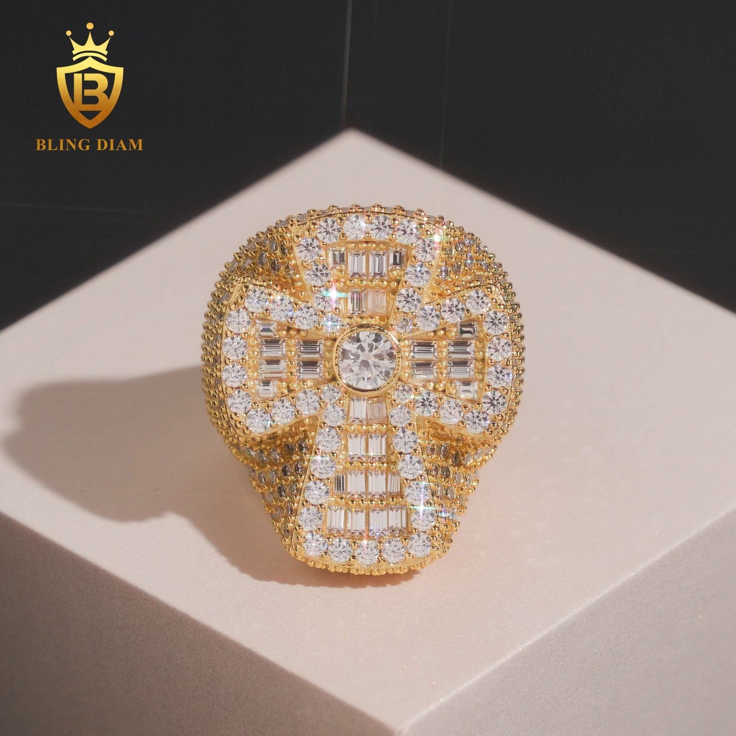 Iced-out cross ring